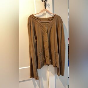 Eileen Fisher Button-Down Top in Olive Brown